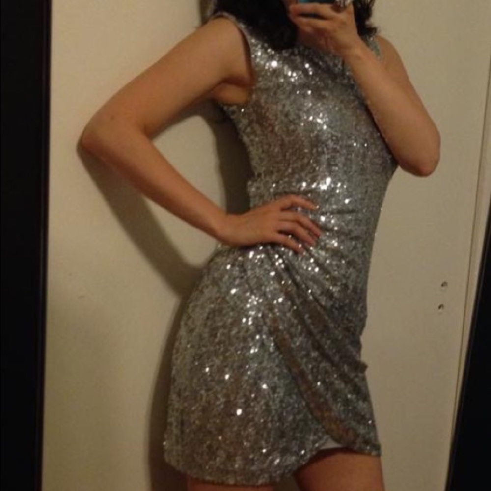 Bisou Bisou silver sequin dress